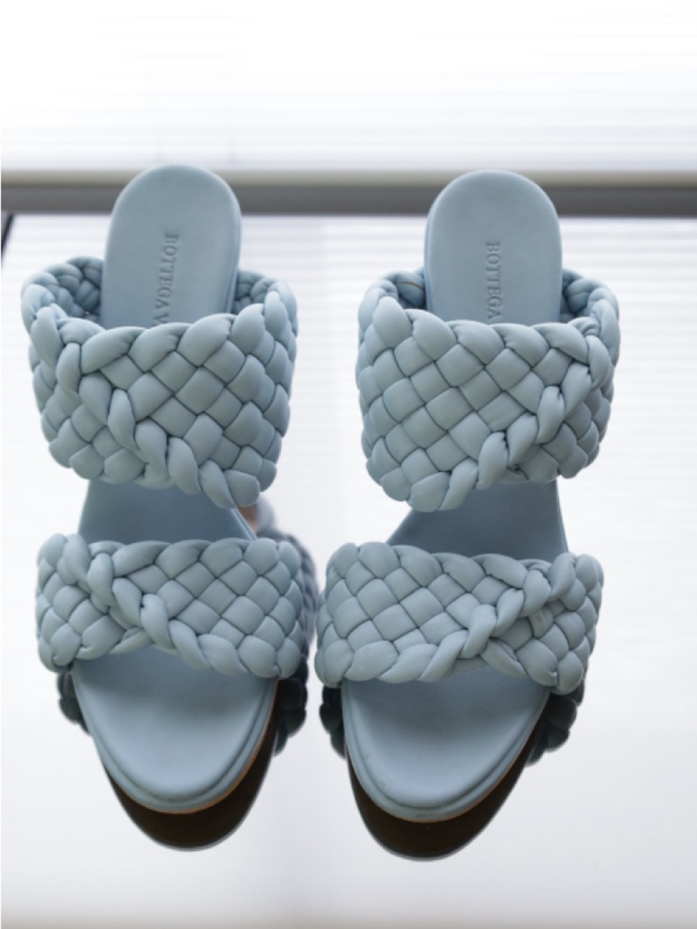 Powder Blue Braided Double-Strap Mule Sandals